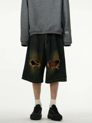 【24s April.】American Retro Ripped Denim Shorts