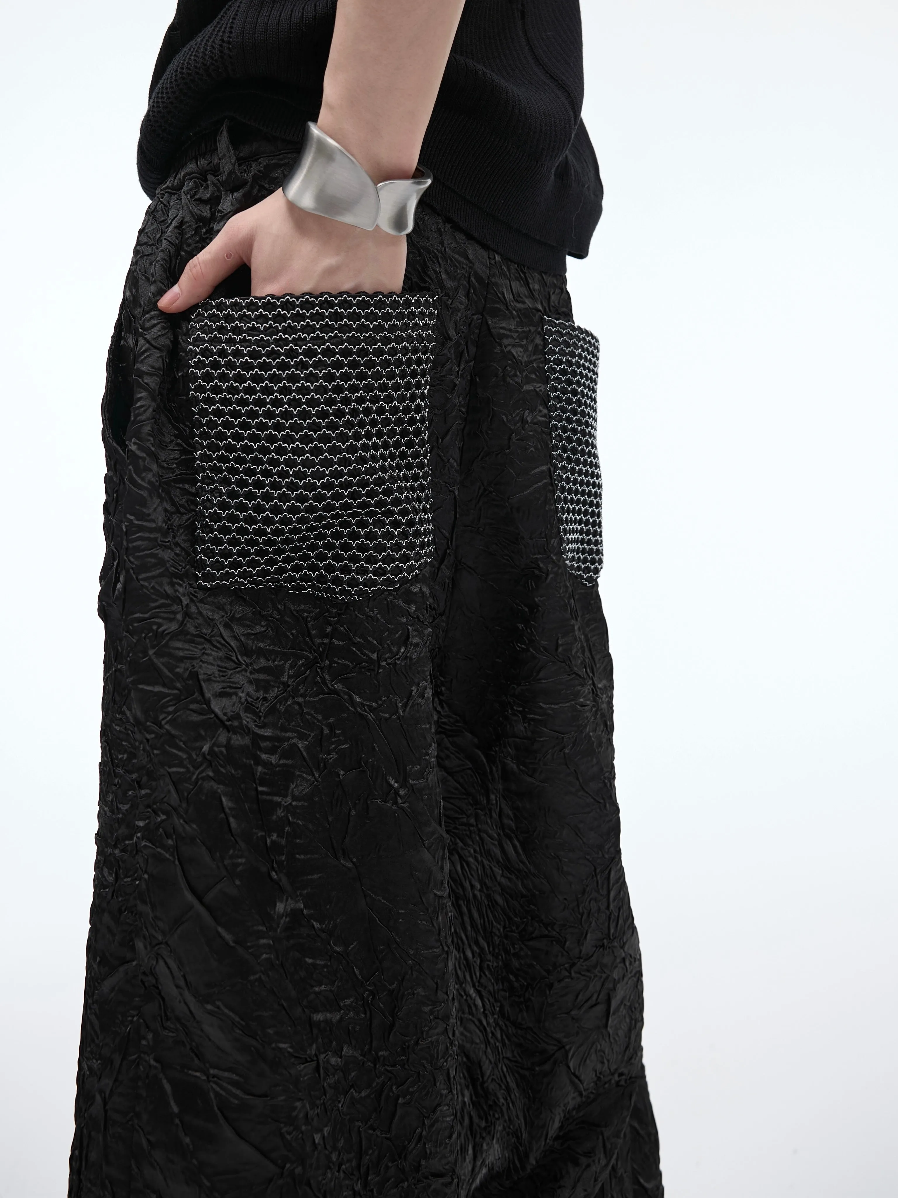 【24s May.】Deconstructed Metal Mesh Cutout Pants