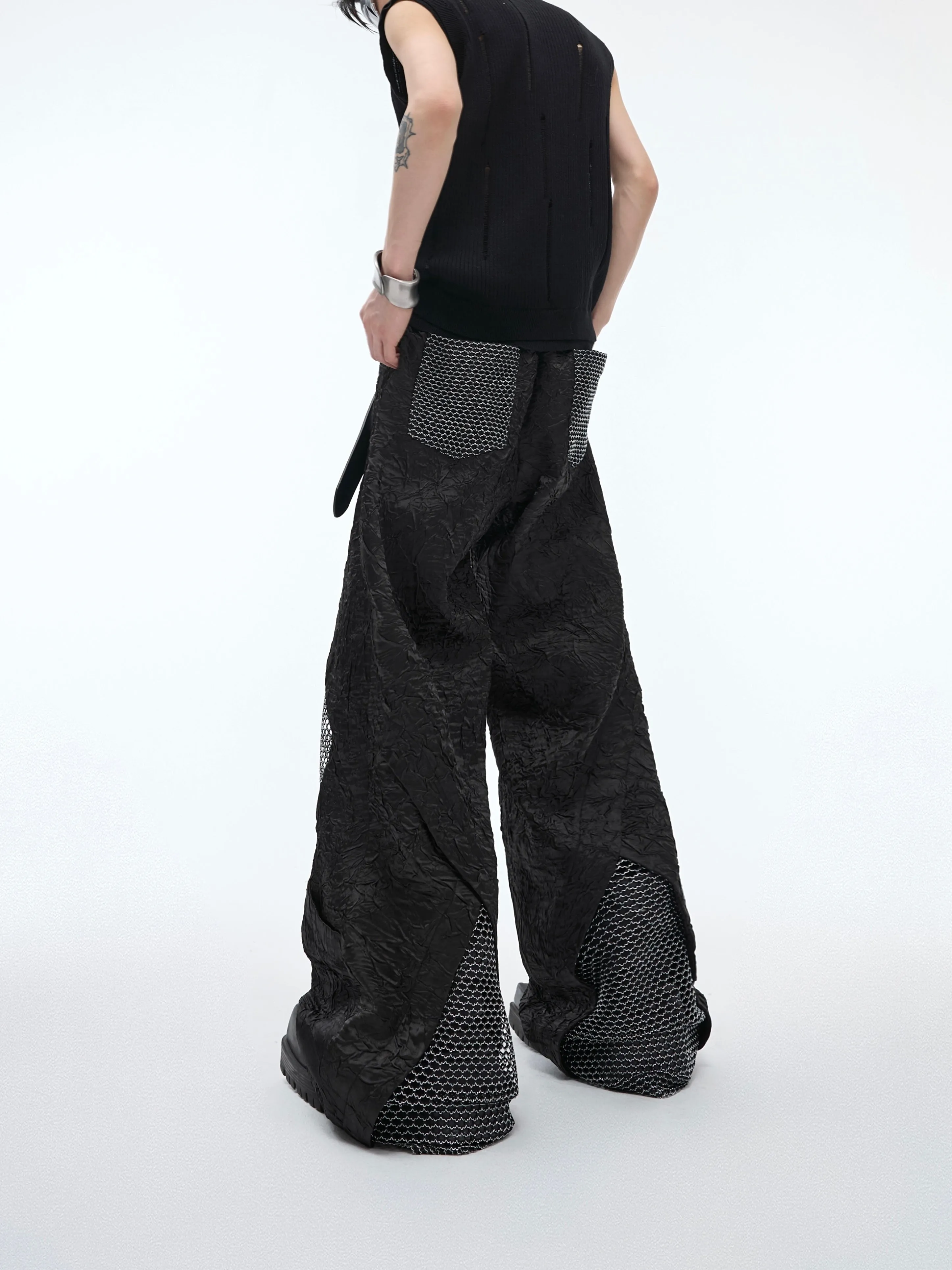 【24s May.】Deconstructed Metal Mesh Cutout Pants