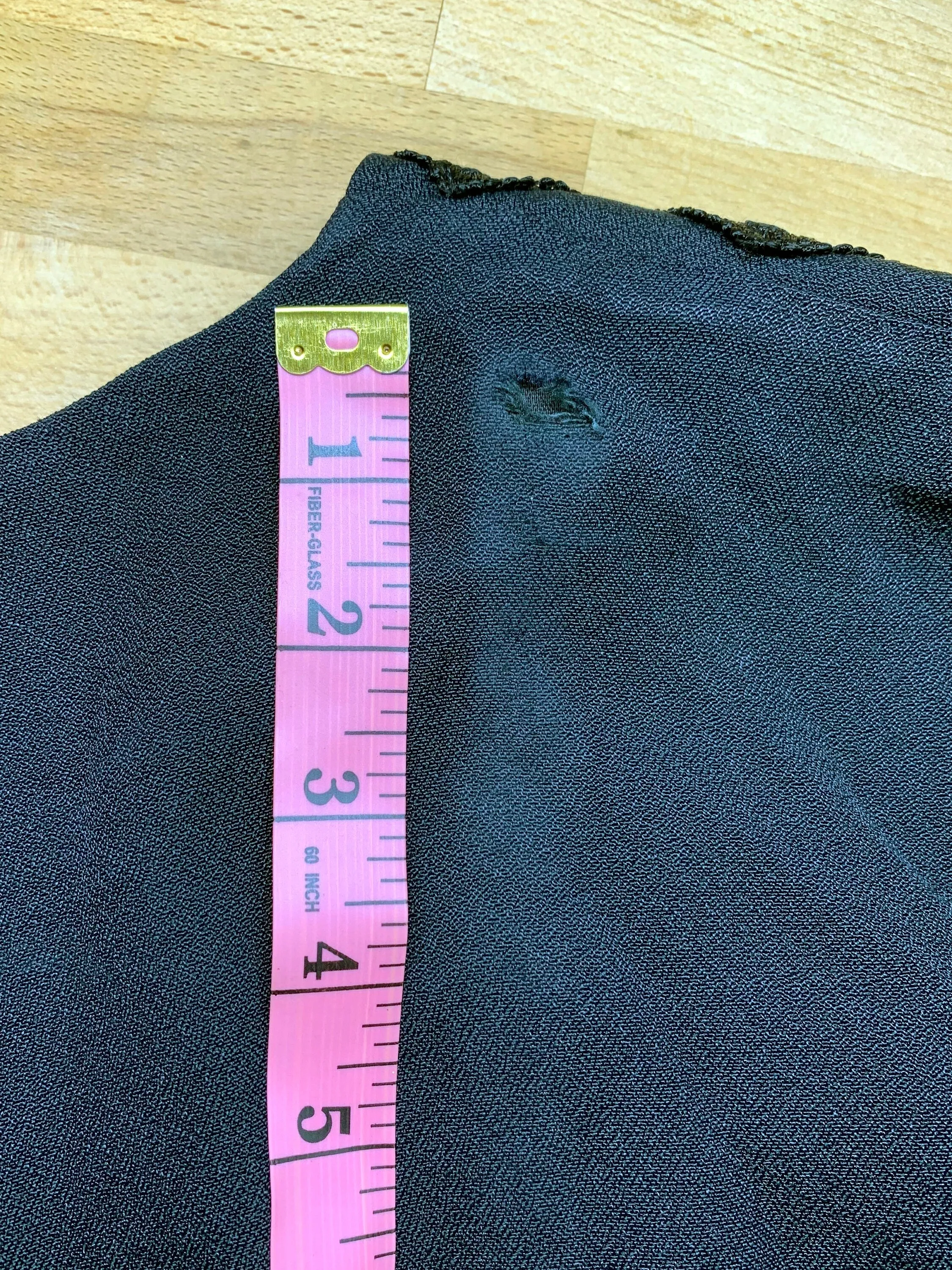 80s Black Sheer Sleeve Crochet Trim Secretary Dress - Small