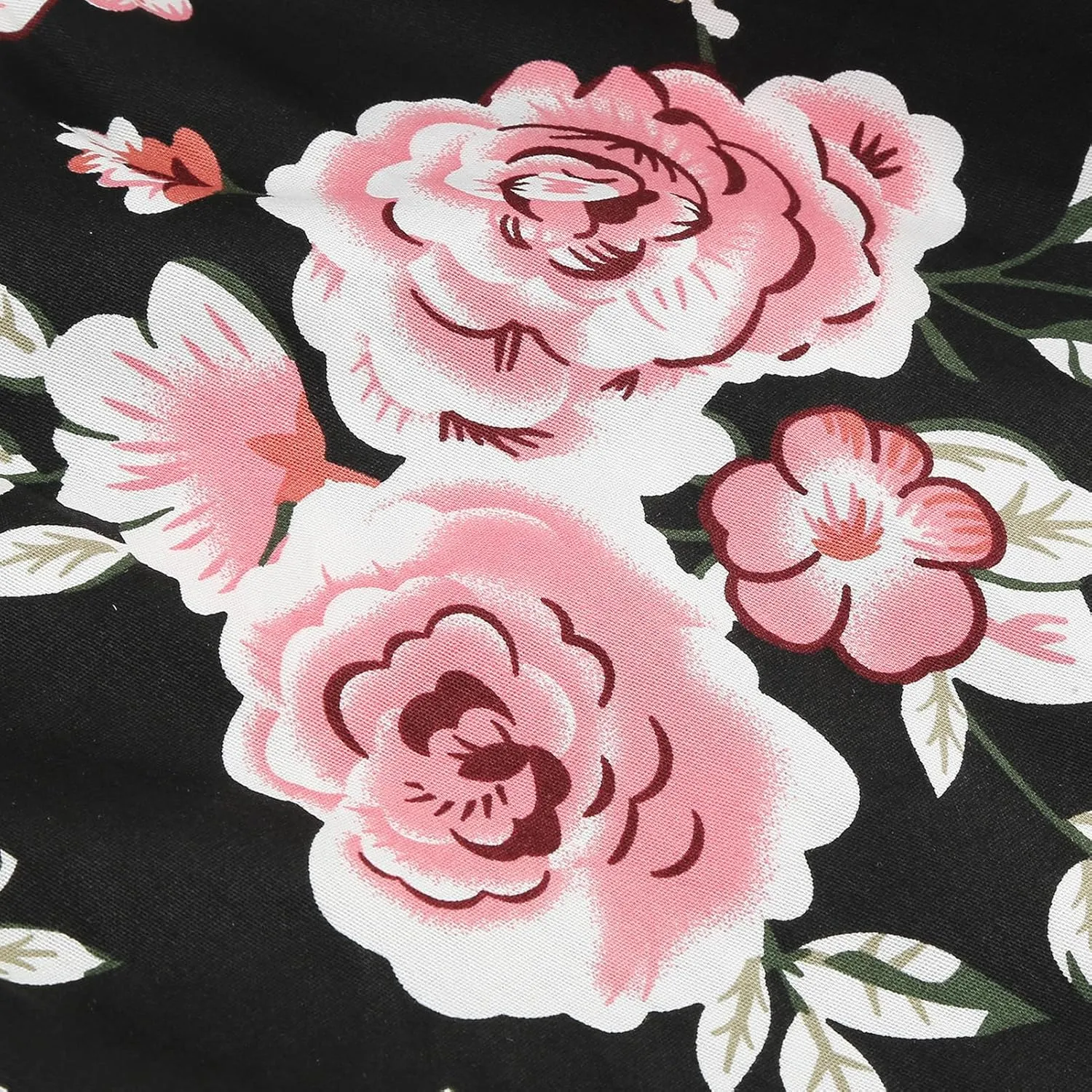 ABAFIP Women's Floral Print Flared Pleated Skirts 1950s Vintage Flower Skirt with Belt Knee Length