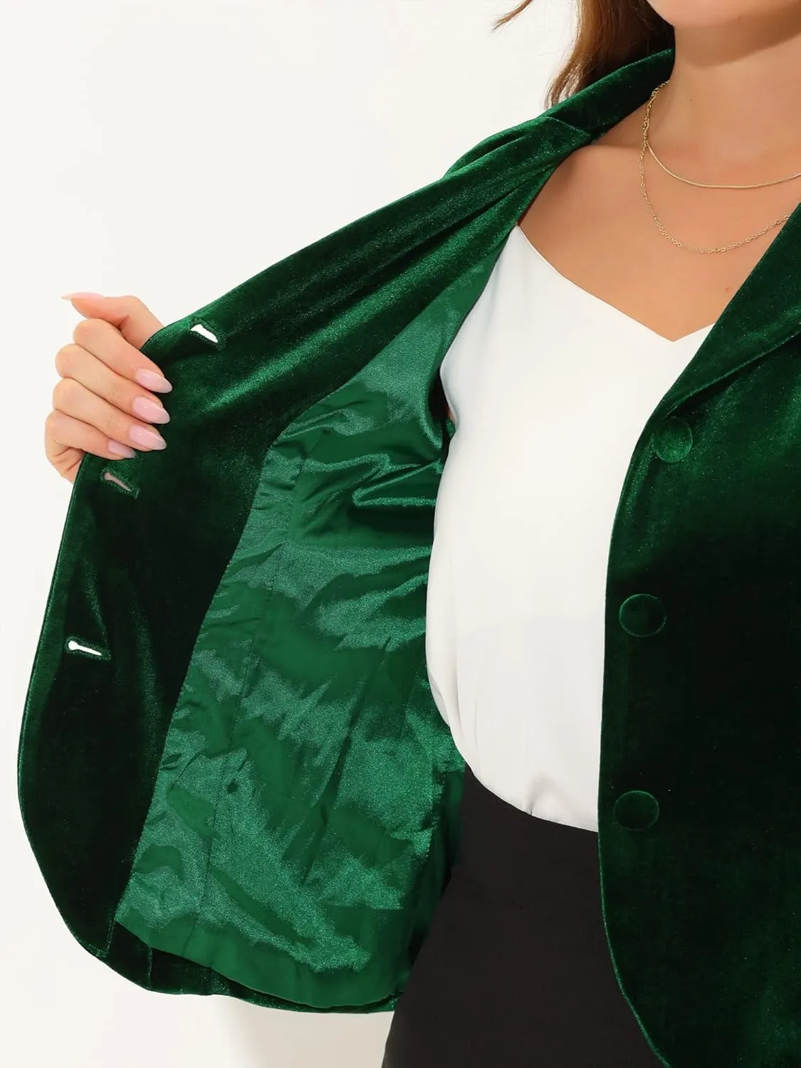 Allegra K Women's Suit Jacket Notched Lapel Long Sleeve Office Business Button Velvet Blazer