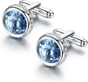 Austria Crystal Shirt Cuff Links White Gold Plated Wedding Cufflinks for Mens