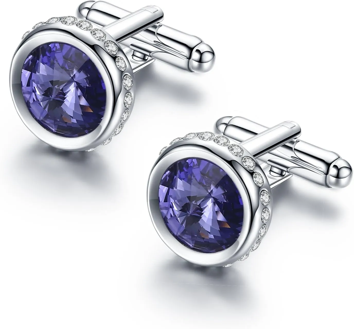Austria Crystal Shirt Cuff Links White Gold Plated Wedding Cufflinks for Mens