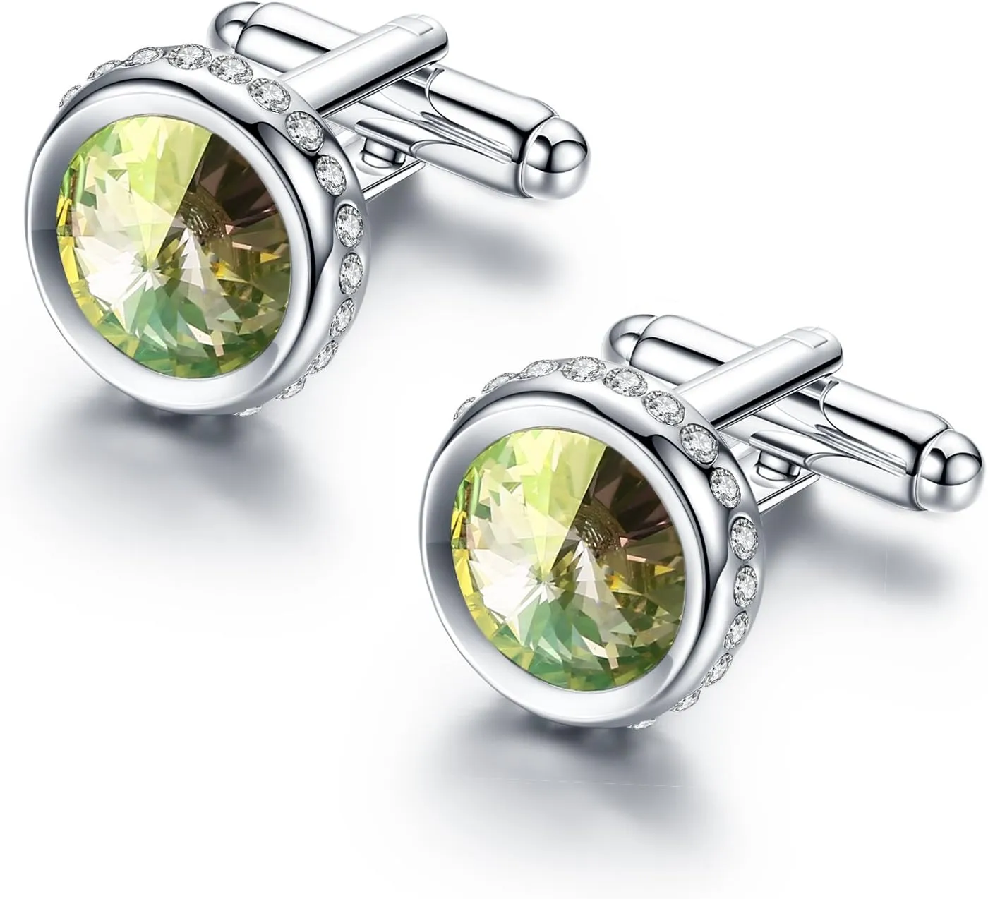 Austria Crystal Shirt Cuff Links White Gold Plated Wedding Cufflinks for Mens
