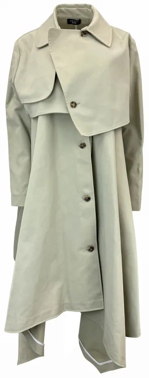 A.W.A.K.E. MODE Double Breasted Coat with Asymmetric Cut in Khaki