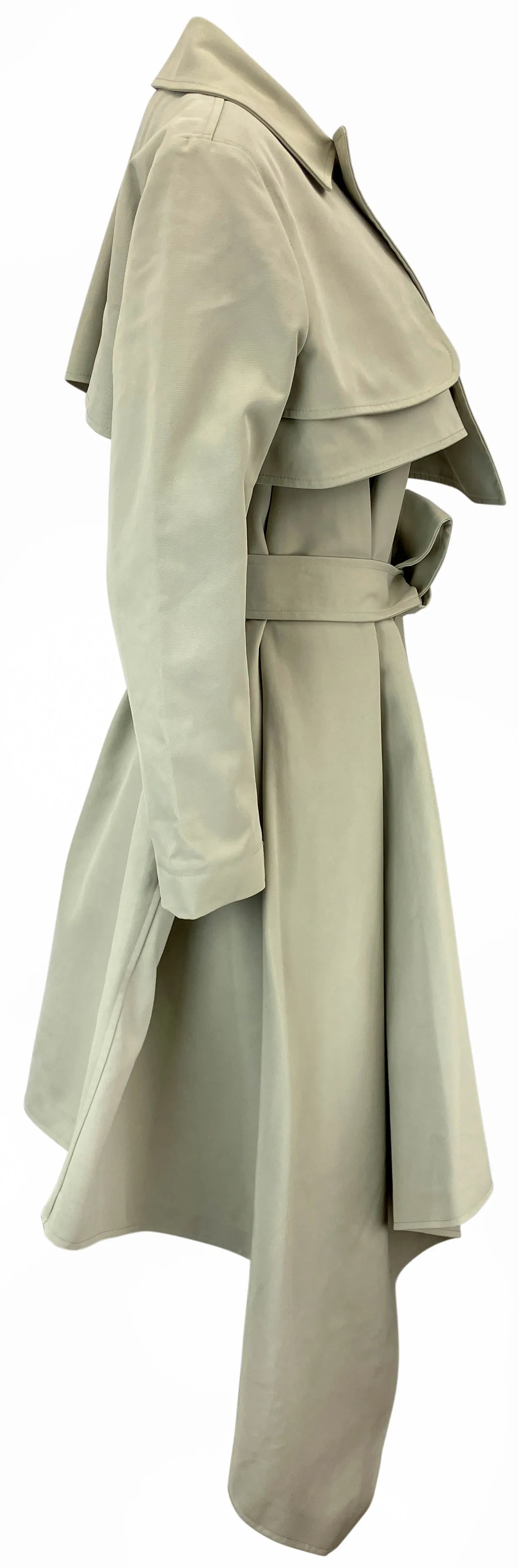 A.W.A.K.E. MODE Double Breasted Coat with Asymmetric Cut in Khaki