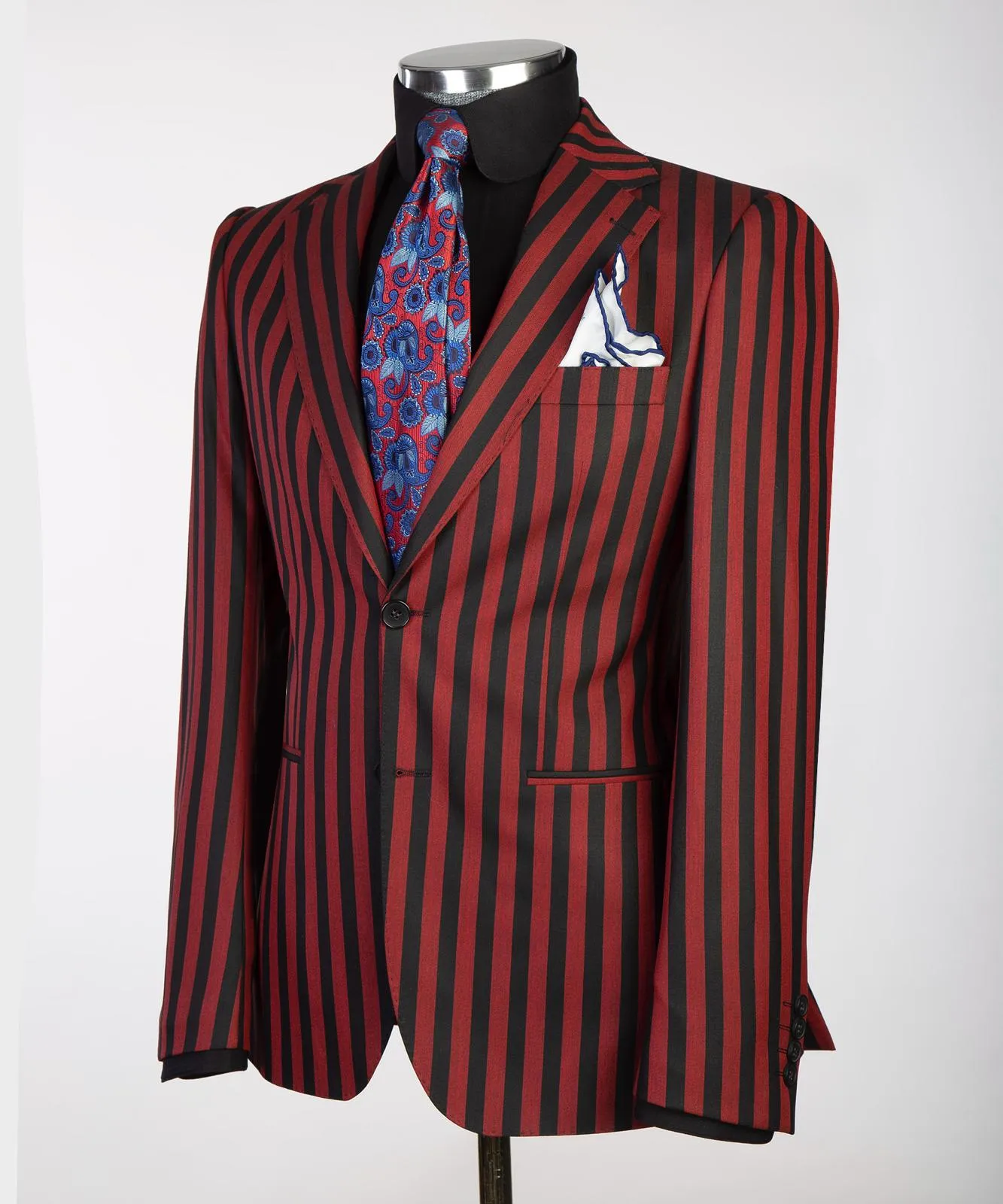 Black And Red Striped Suit For Men