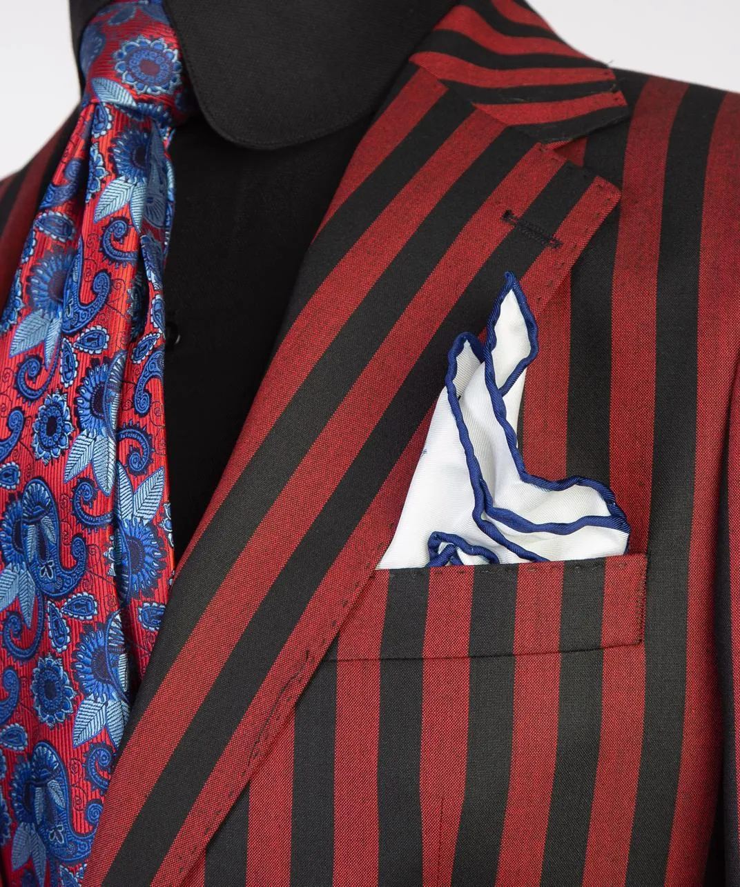 Black And Red Striped Suit For Men