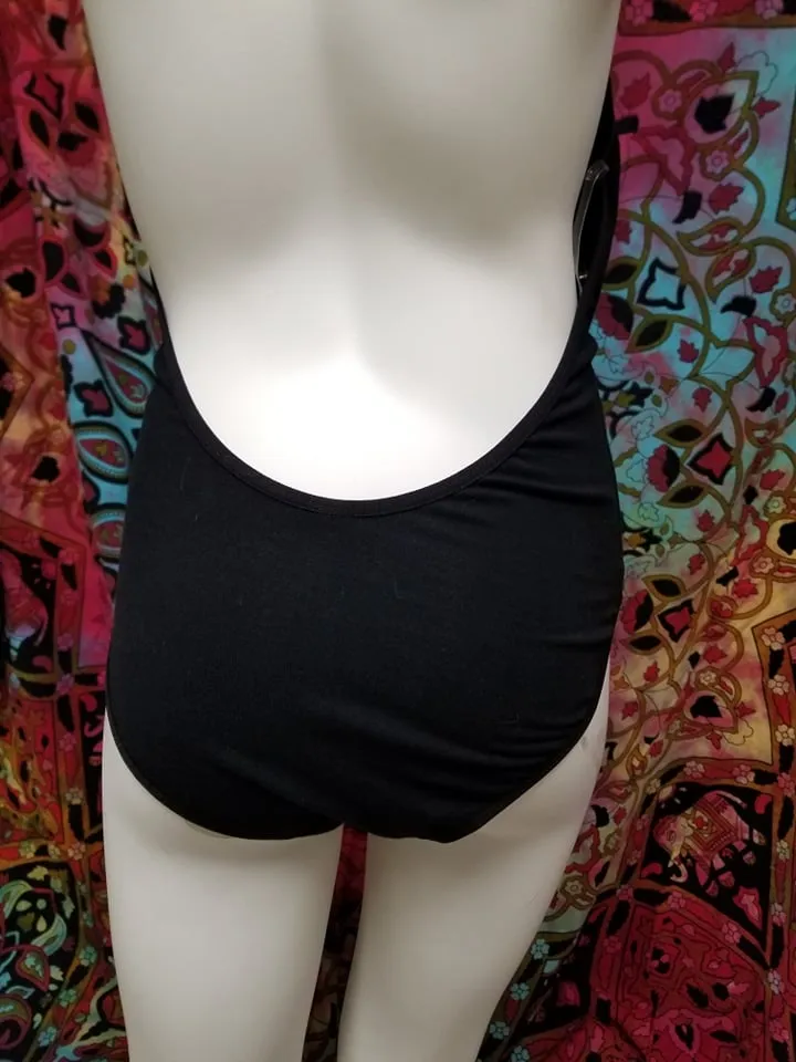 Black Slit Weave Body Suit- Size Small