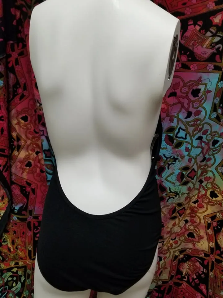 Black Slit Weave Body Suit- Size Small