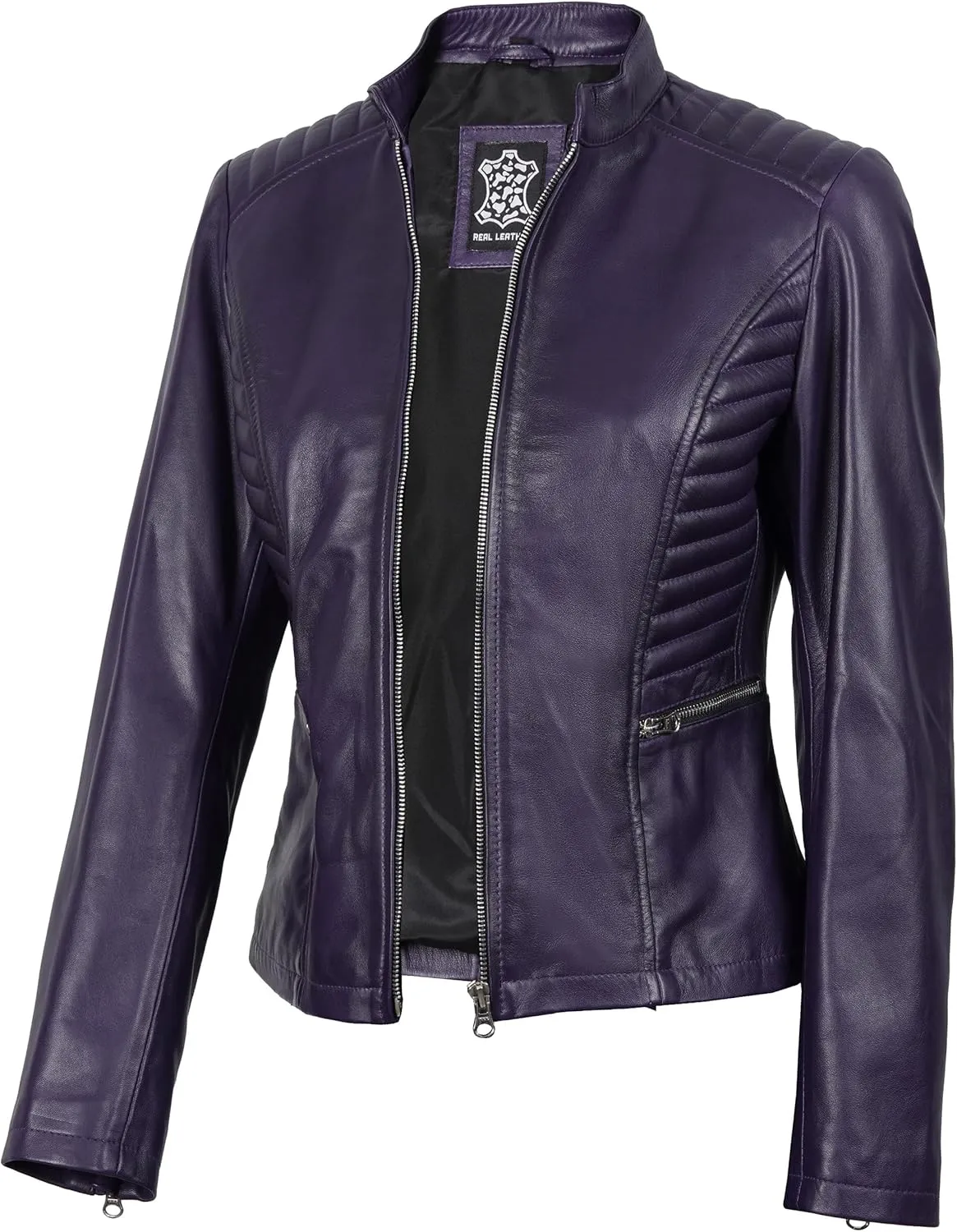 Blingsoul Real Leather Jacket Women - Cafe Racer Style Womens Leather Jackets