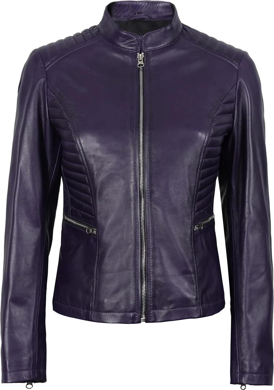Blingsoul Real Leather Jacket Women - Cafe Racer Style Womens Leather Jackets