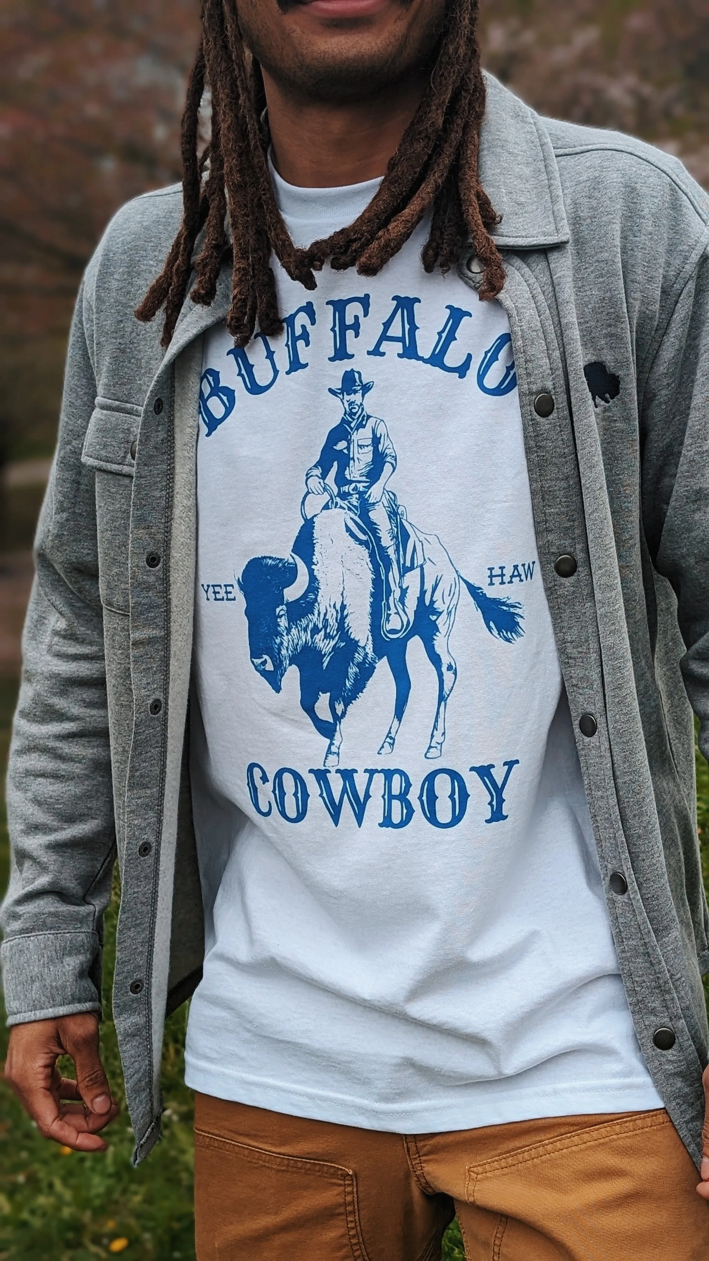 Buffalo Cowboy Yee Haw White Short Sleeve Shirt