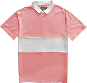 Classic Light Pink And White Striped Mens Short Sleeve Polo Rugby Shirt