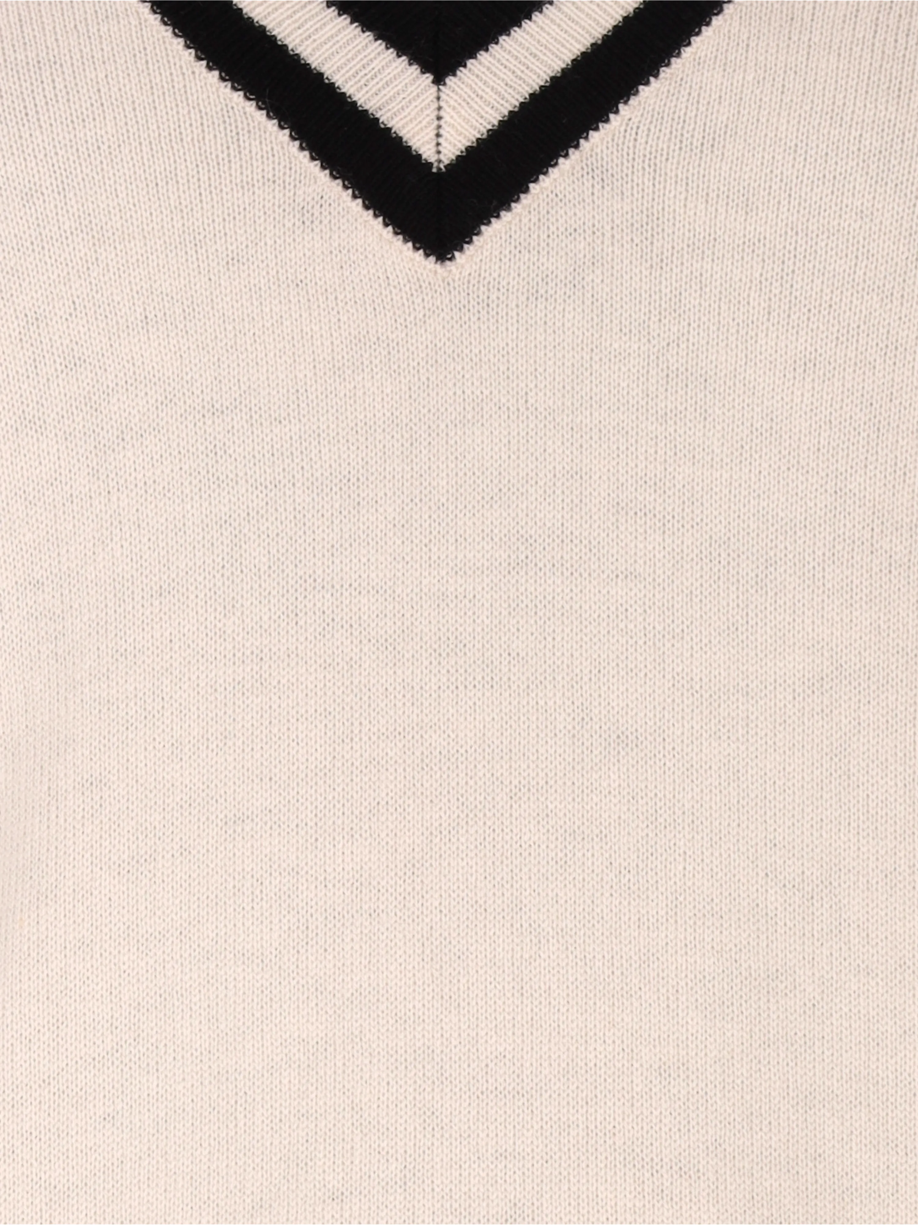 contrast-stripe v-neck wool sweater