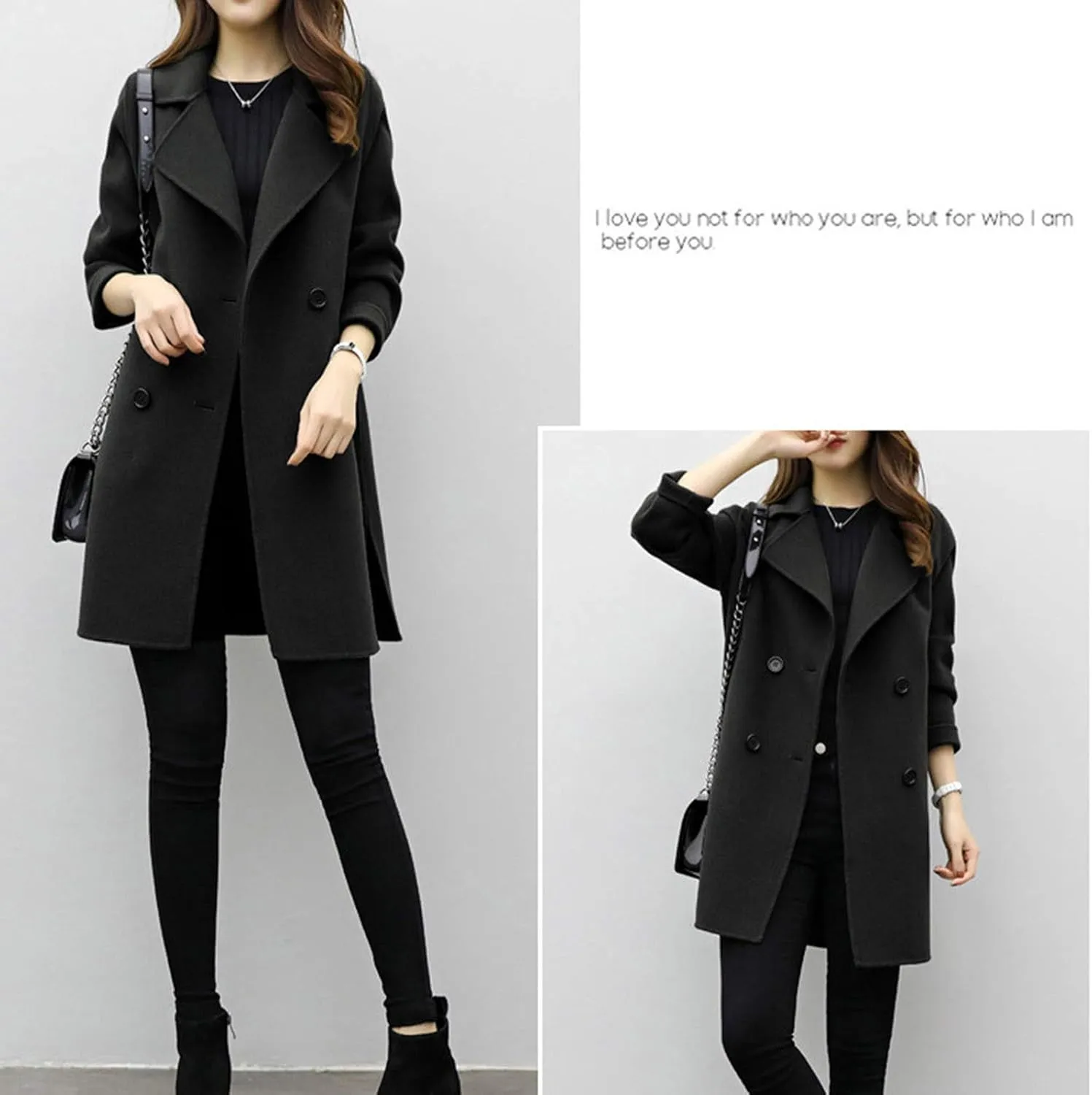 cooki Womens Coats Winter Long Loose Wool Blend Trench Coats Pea Coat Plus Size Long Jackets Double Breasted Warm Slim Coats