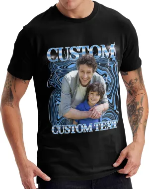 Custom Dad Shirt with Photo Text, Personalized Fathers Day Shirt Gifts for Dad Papa Husband, Custom T Shirts for Men