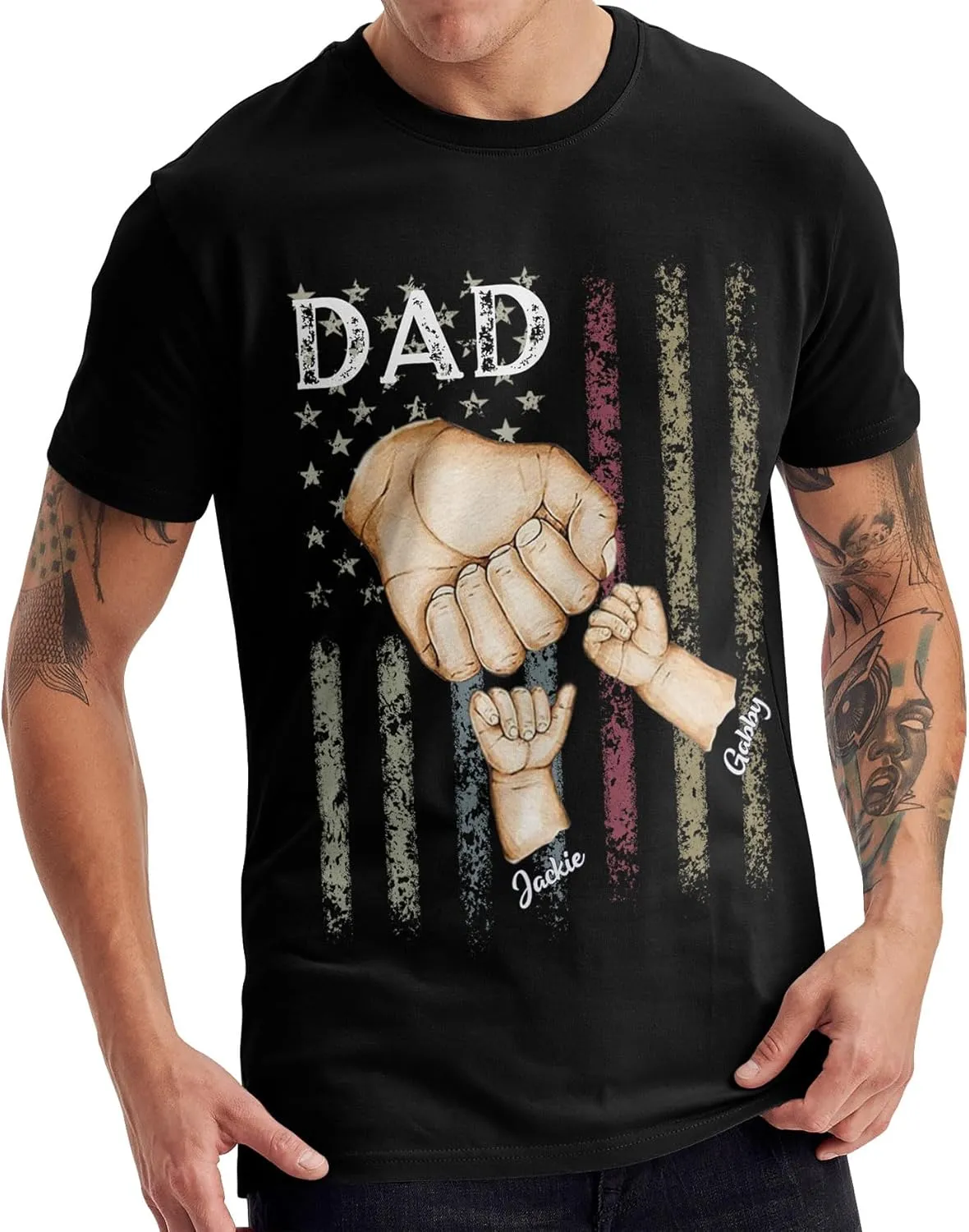 Custom Dad Shirt with Photo Text, Personalized Fathers Day Shirt Gifts for Dad Papa Husband, Custom T Shirts for Men