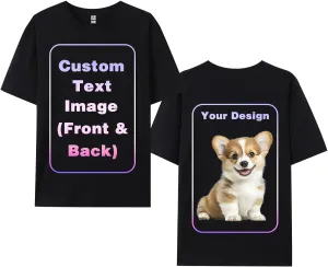 Custom T-Shirts Add Picture Photo Logo Text for Men Women Personalized Custom Tee Shirt Gifts Create Your Own Shirt, Black/White, M-3XL