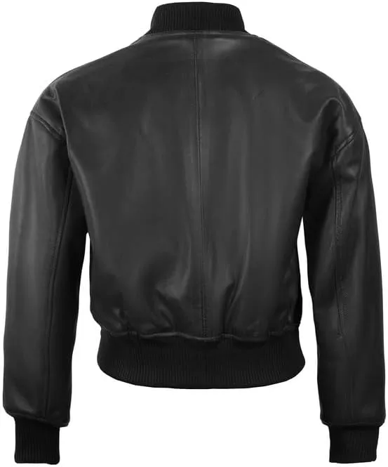 Decrum Cropped Leather Jacket Women  Trendy Short Real Lambskin Womens Leather Jacket