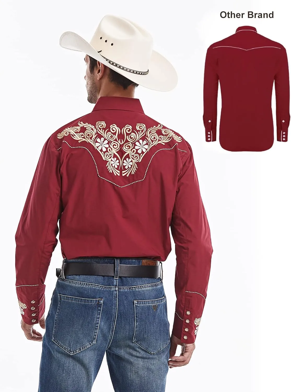 EL PIONERO Men's Western Shirt Long Sleeve Embroidered Cowboy Casual Snap Button Shirt