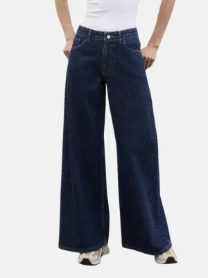 Extra Loose Denim Trousers Dark Blue