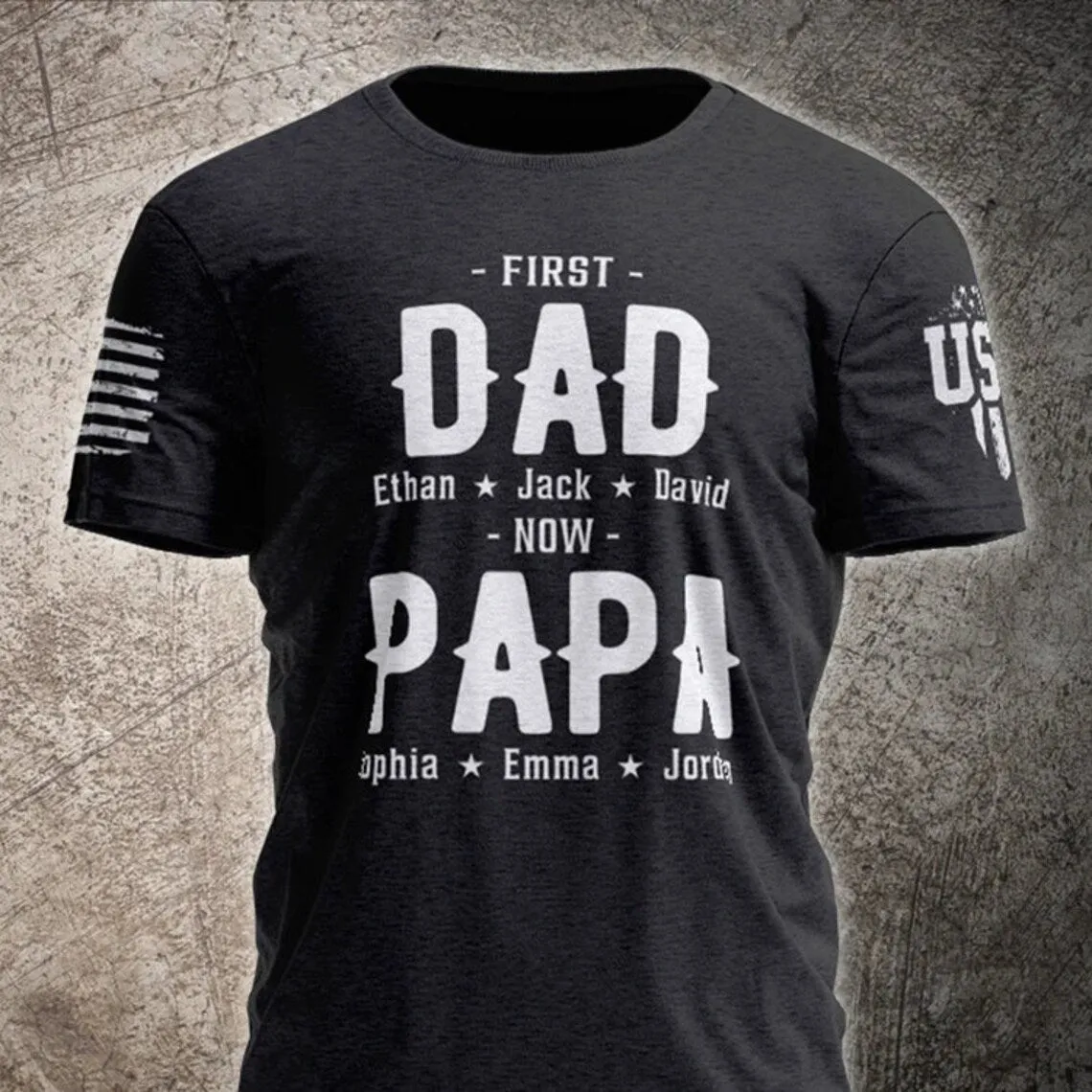 First Dad Now Papa Shirt, Fathers Day Shirt, Custom Fathers Day T-Shirt, Custom Grandpa To Be Shirt, Papa To Be Shirt, New Grandpa Shirt