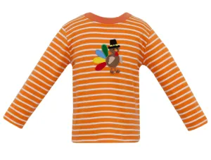 Gobble Gobble Knit T-Shirt- Orange & White Stripe