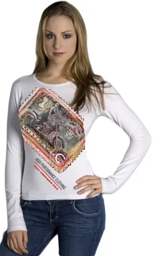 Gold and Red Foil Racing Stamp WHITE Shirt