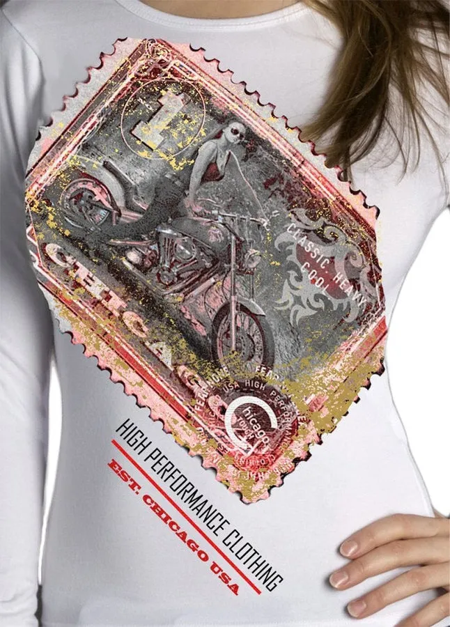 Gold and Red Foil Racing Stamp WHITE Shirt