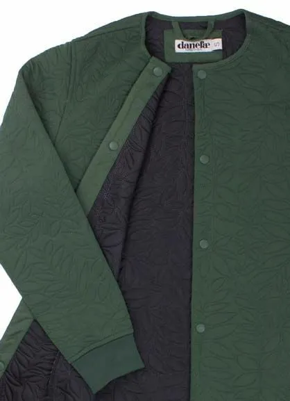 Groene jas met motief | Danefae Maude thermo coat dark khaki
