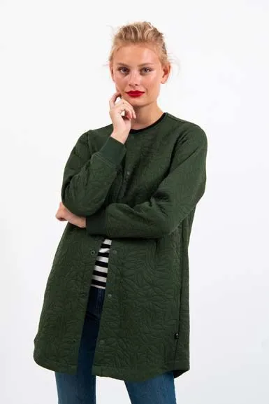 Groene jas met motief | Danefae Maude thermo coat dark khaki