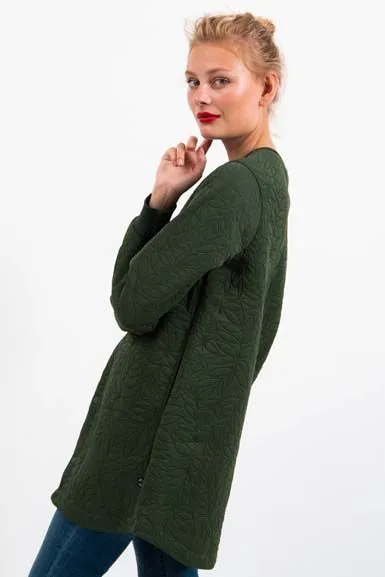 Groene jas met motief | Danefae Maude thermo coat dark khaki