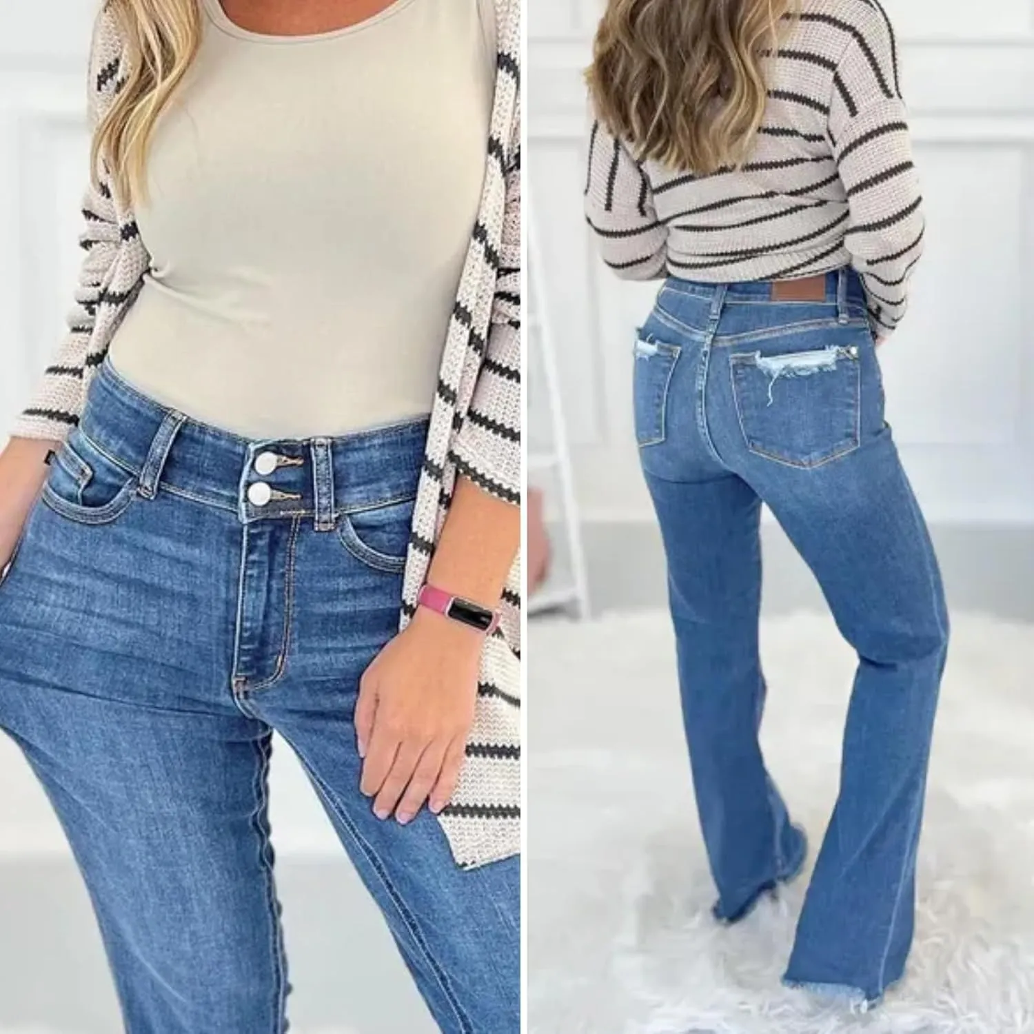 High Rise Non Distressed Vintage Frayed Hem Bootcut Jeans 2024 Sweatpant Jeans High Waisted Wide Leg Jeans for Women