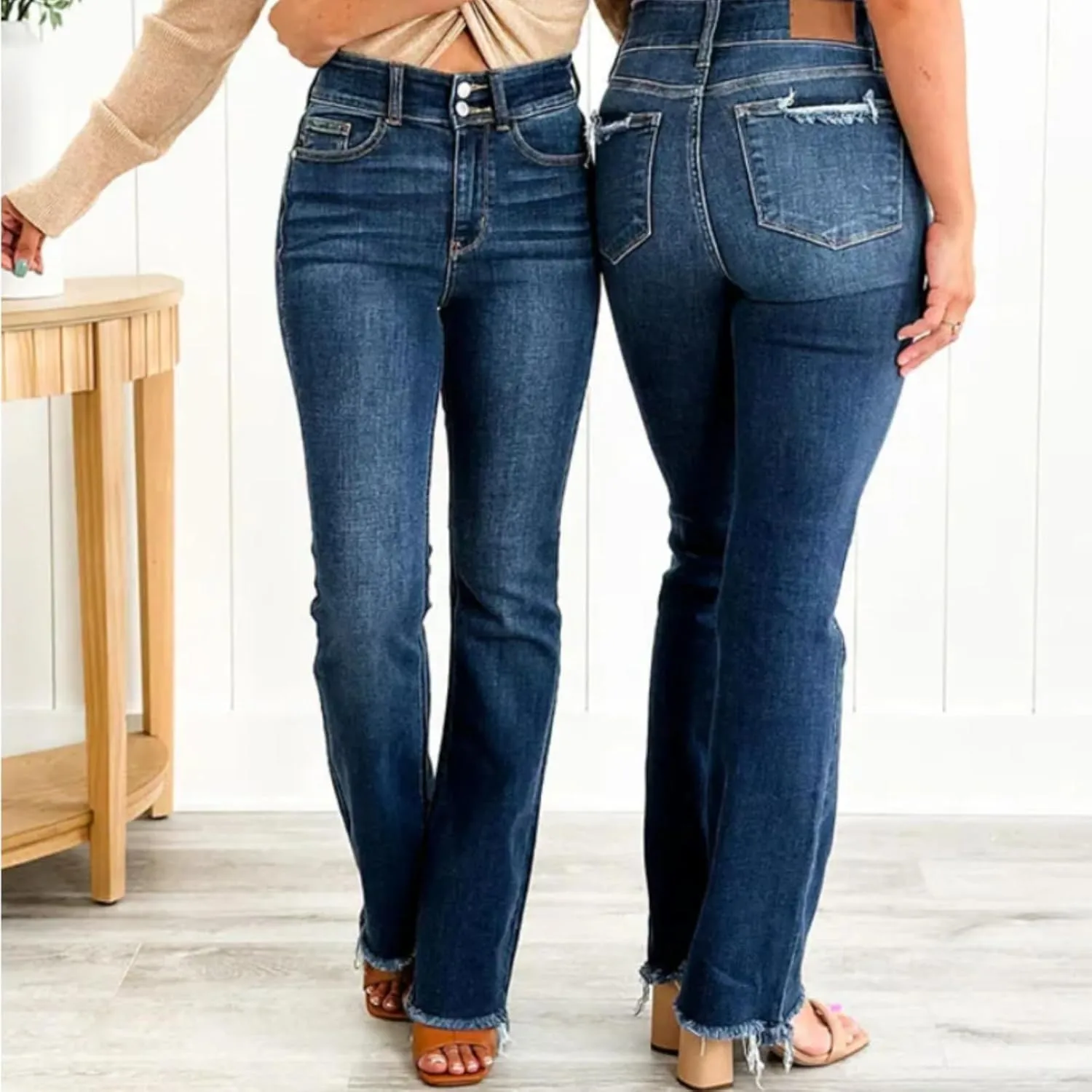 High Rise Non Distressed Vintage Frayed Hem Bootcut Jeans 2024 Sweatpant Jeans High Waisted Wide Leg Jeans for Women