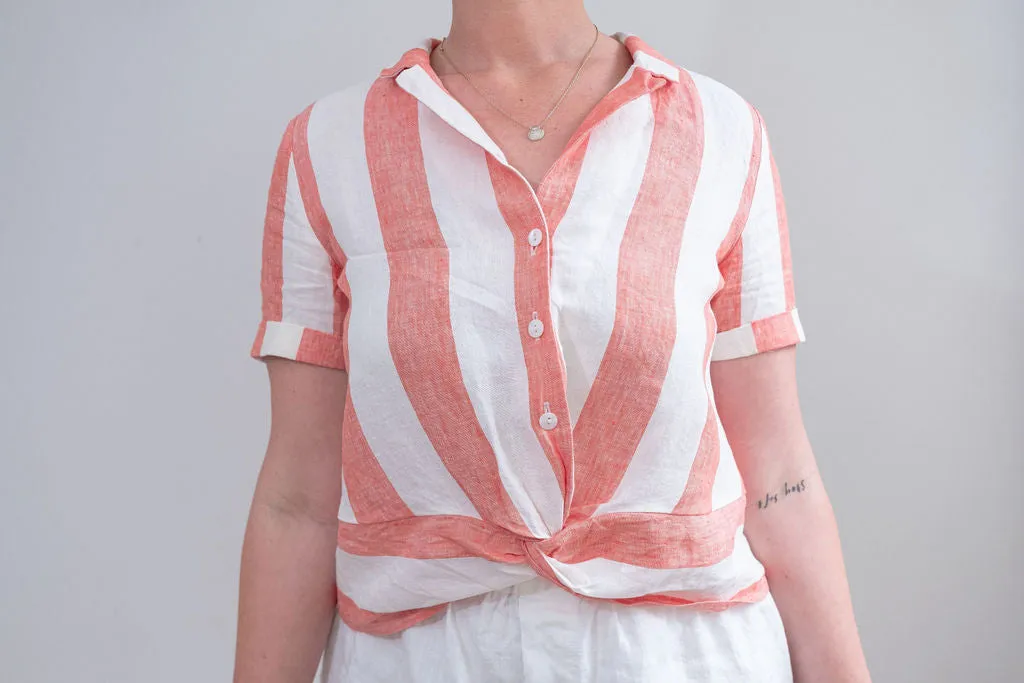Ivy Shirt - Wide Rose Stripe