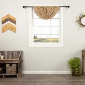 Khaki Fringed Tobacco Cloth Balloon Valance