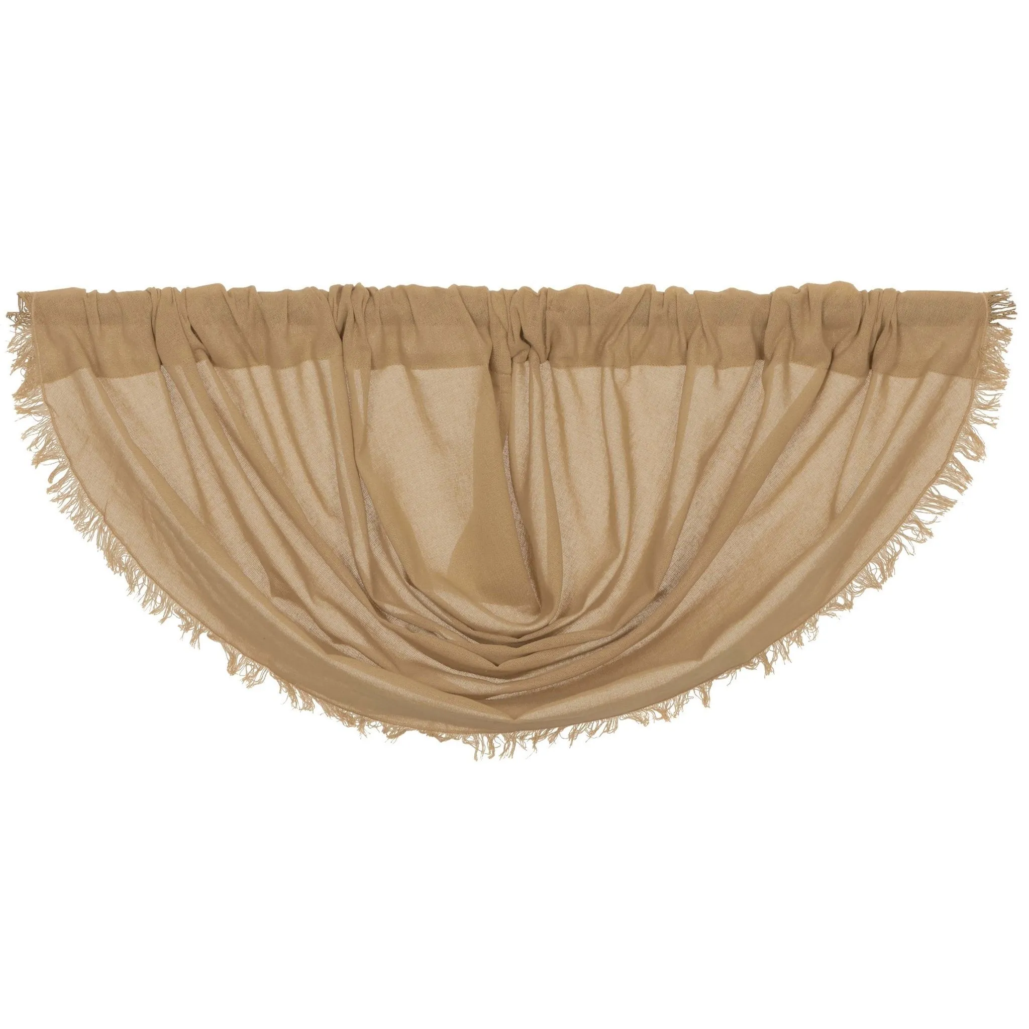 Khaki Fringed Tobacco Cloth Balloon Valance