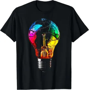 Light Bulb Colorful Art Abstract Graphic T-Shirt