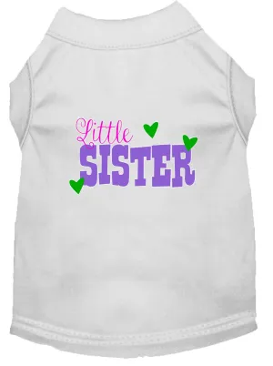 Little Sister Screen Print Dog Shirt White Med