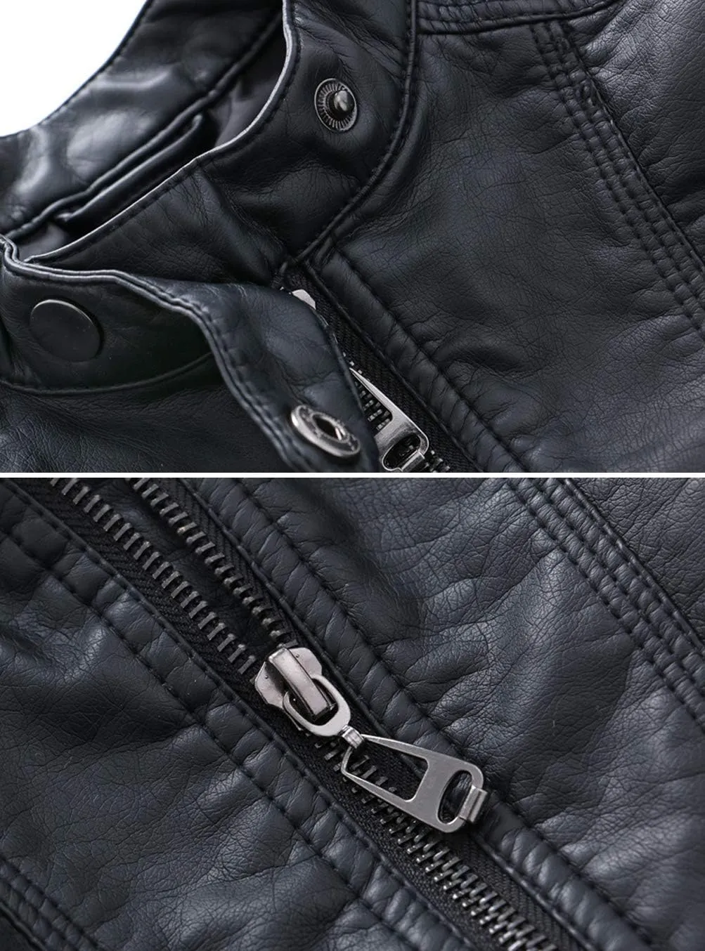 LOKTARC Boys Stand Collar Leather Jackets Kids Spring Faux Leather Motorcycle Coats