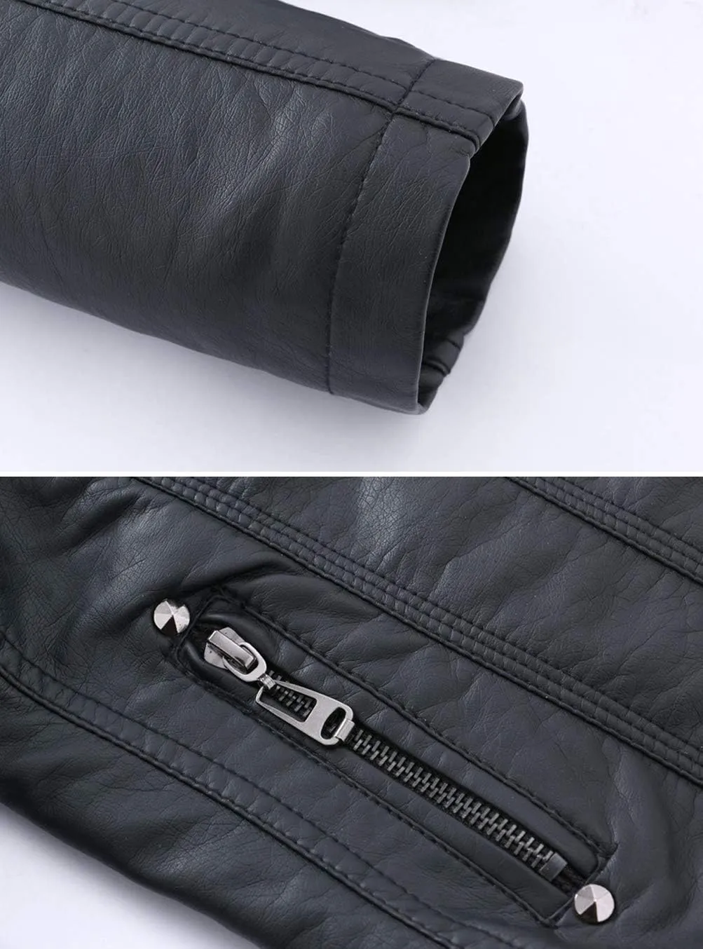 LOKTARC Boys Stand Collar Leather Jackets Kids Spring Faux Leather Motorcycle Coats