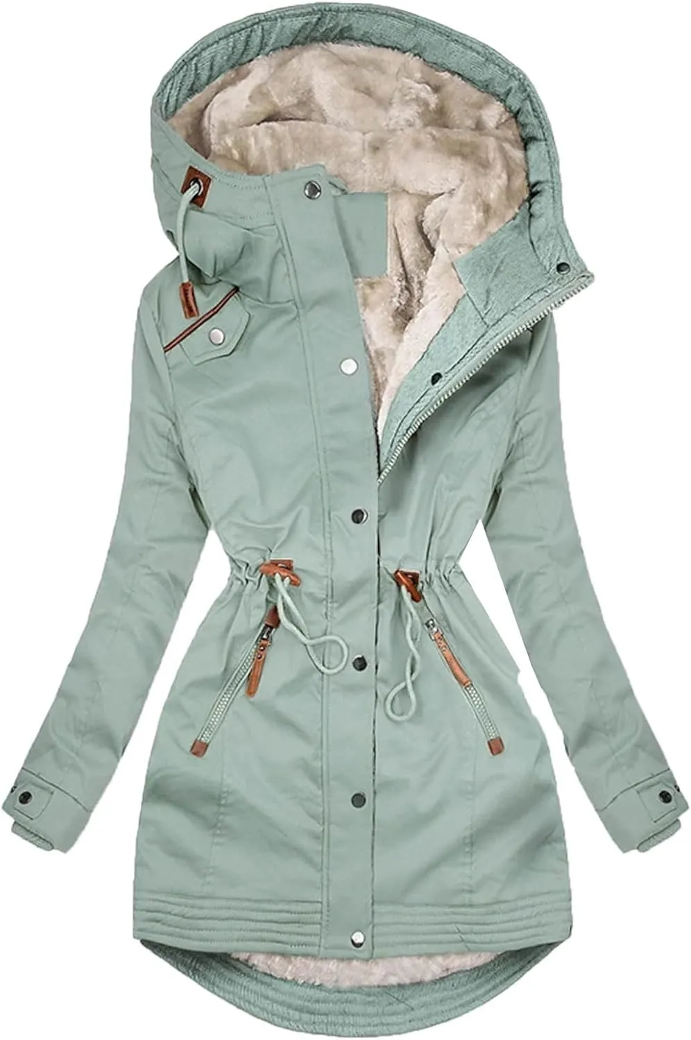 Long Winter Coats for Women Waterproof Fleece Lined Warm Long Puffer Jacket Thicken Parka Outwear With Fur Hood