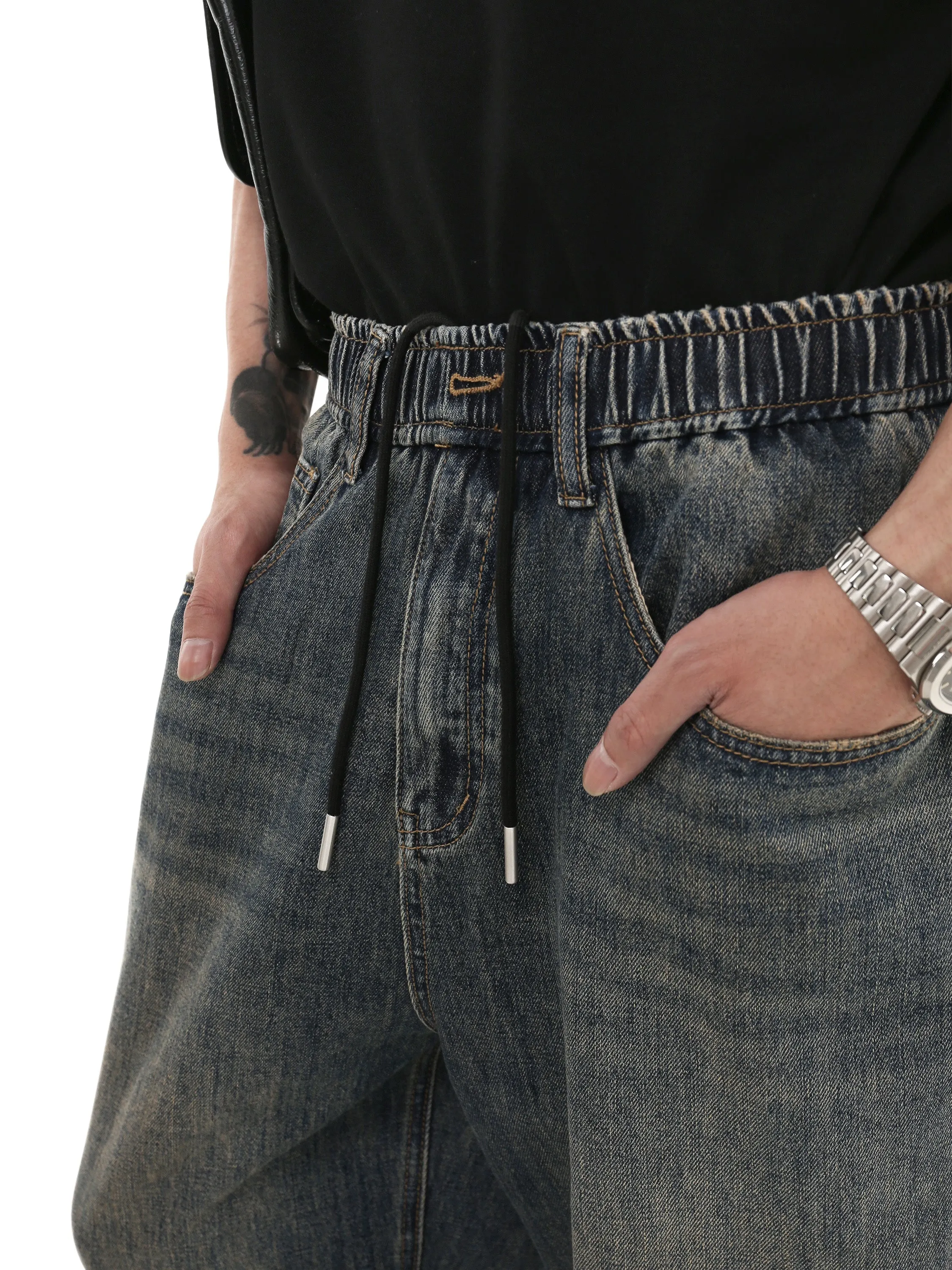 Loose Straight Washed Casual Denim Pants