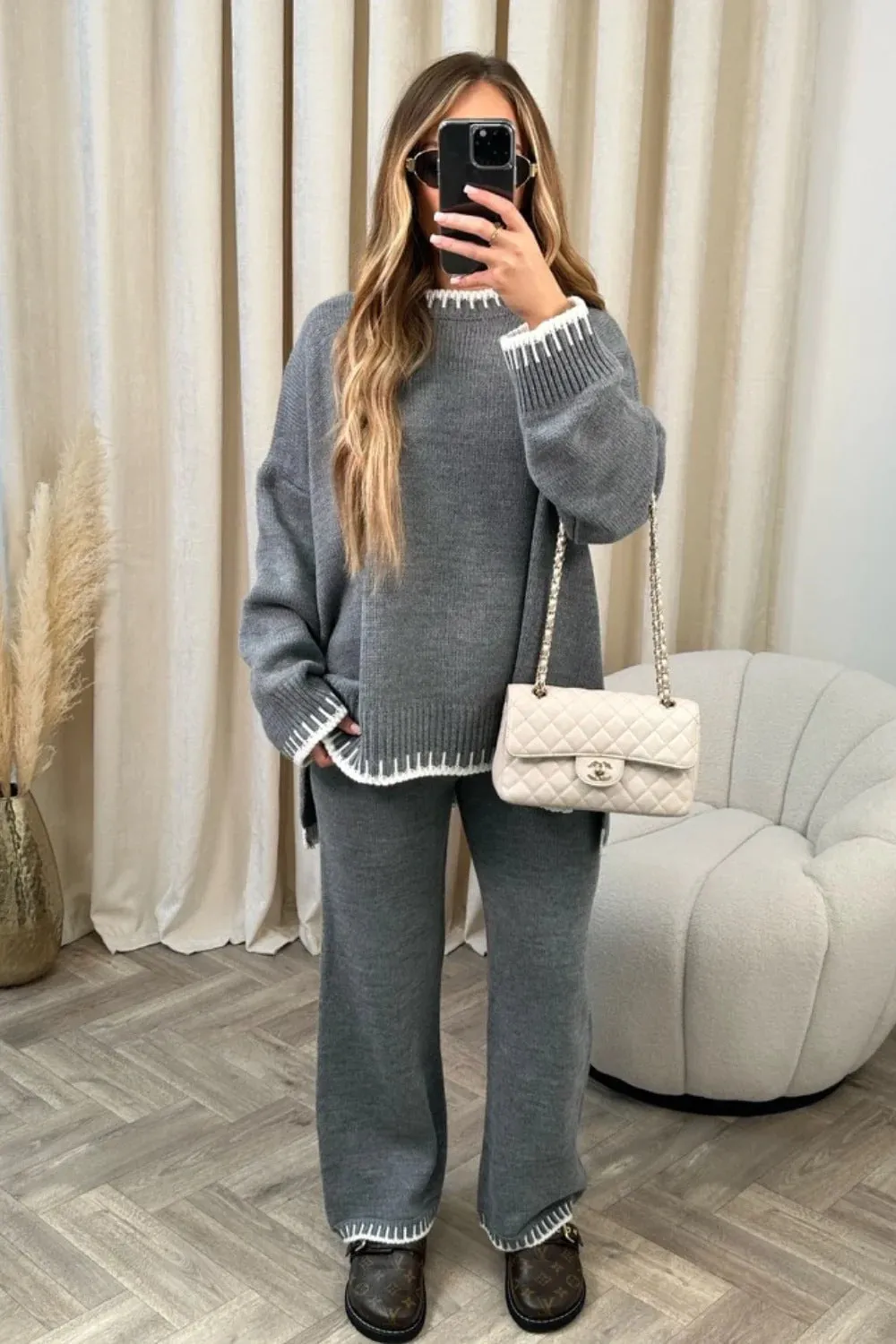 LovelyRLovely Long-sleeved Top & Loose Straight Pants Set