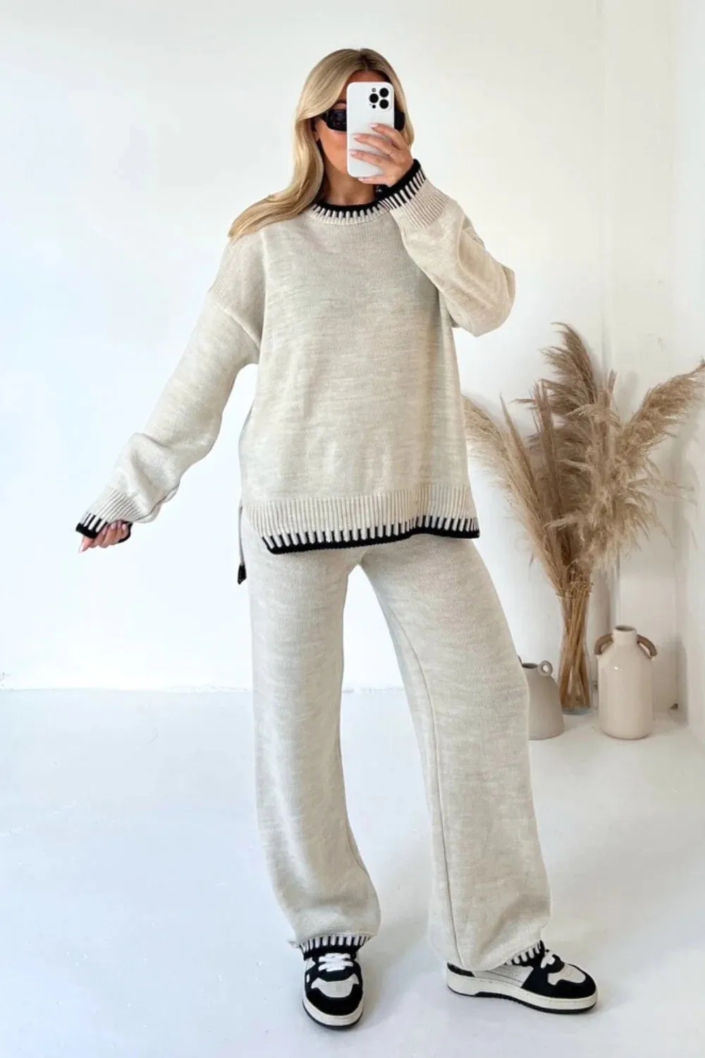 LovelyRLovely Long-sleeved Top & Loose Straight Pants Set