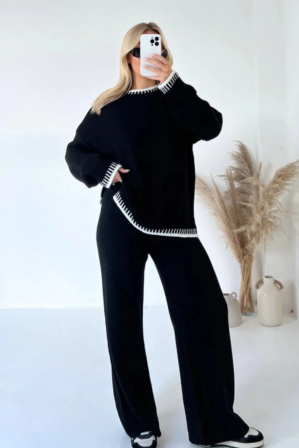LovelyRLovely Long-sleeved Top & Loose Straight Pants Set