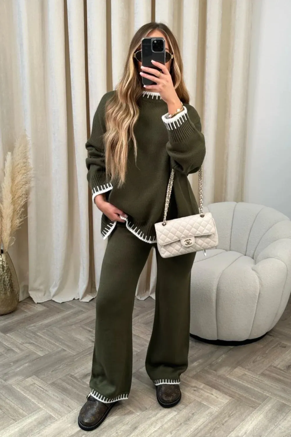 LovelyRLovely Long-sleeved Top & Loose Straight Pants Set
