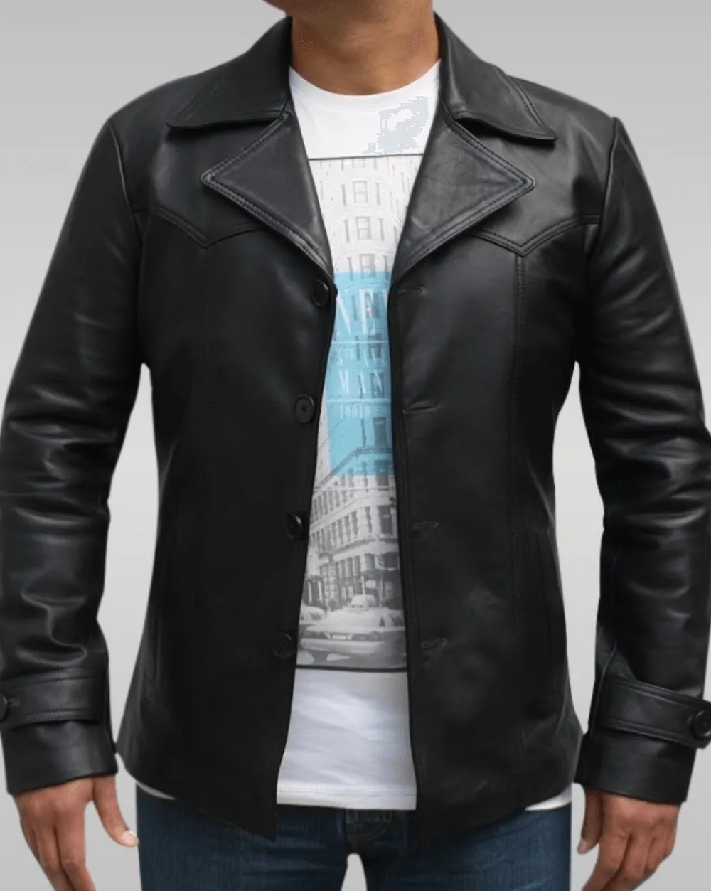 Mens Black Vintage Leather Biker Jacket